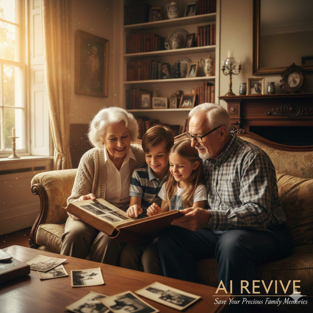 Restored family memories showing AI photo restoration quality